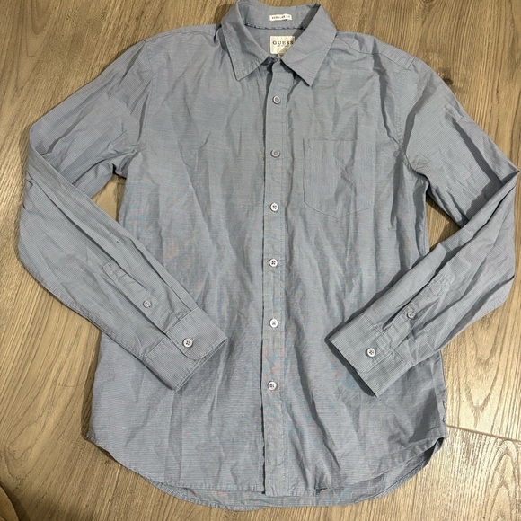 Guess Los Angeles Women’s Sz XS Blue Button Down Shirt Long Sleeve Y2K Classic - Picture 5 of 11